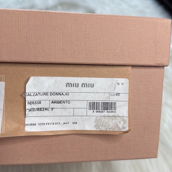 Miu Miu Silver Perforated Leather Crystal Toe Cap Sneakers - Picture 12 of 12